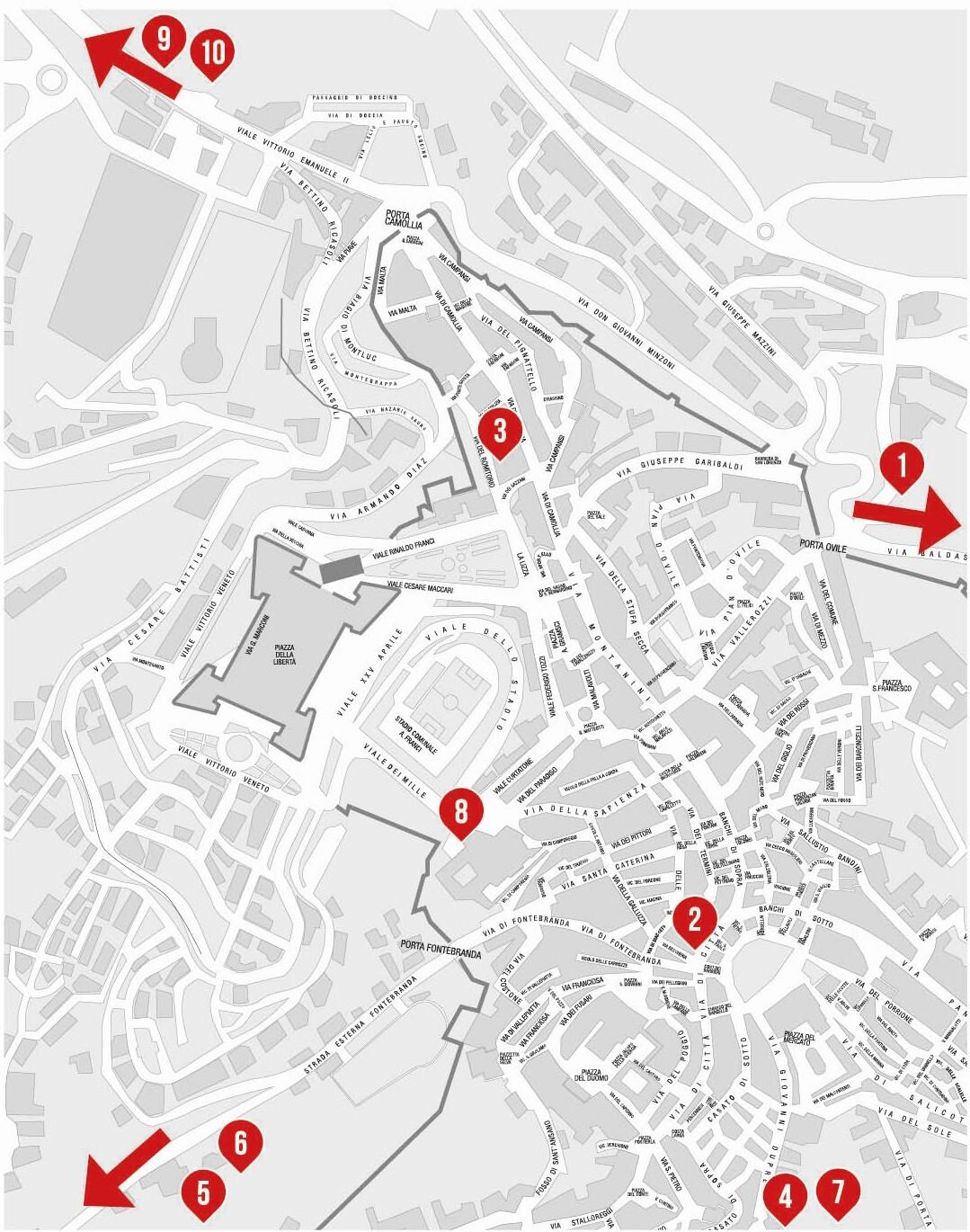 Mappa delle mostre del Siena Awards Photo Festival
