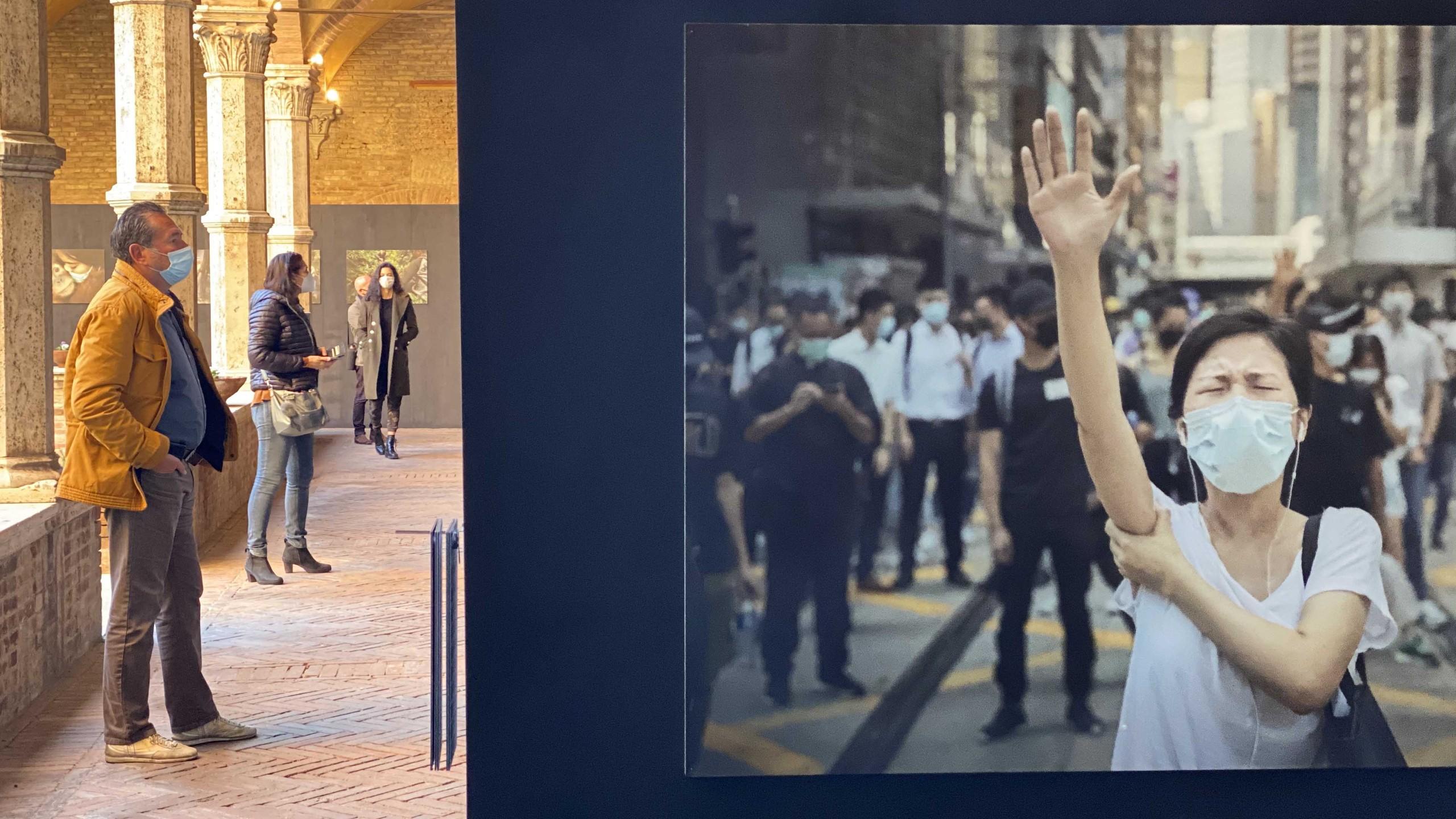 Exhibition "Hong Kong Democracy Protests" by Kiran Ridley at Chiostro Basilica di San Domenico