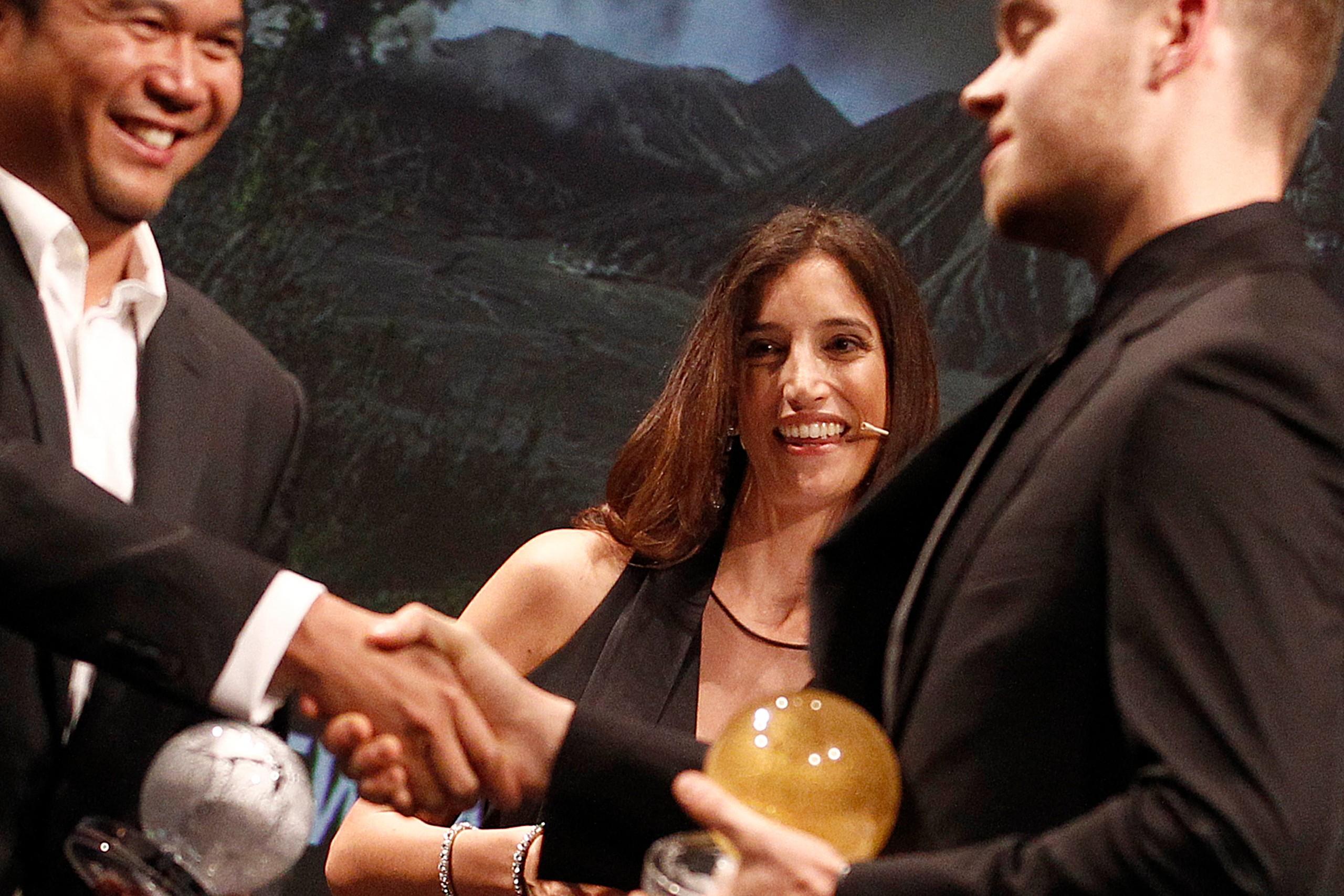 Zach Lowry and Riksa Dewantara during the Awards Ceremony at the  Teatro dei Rozzi
