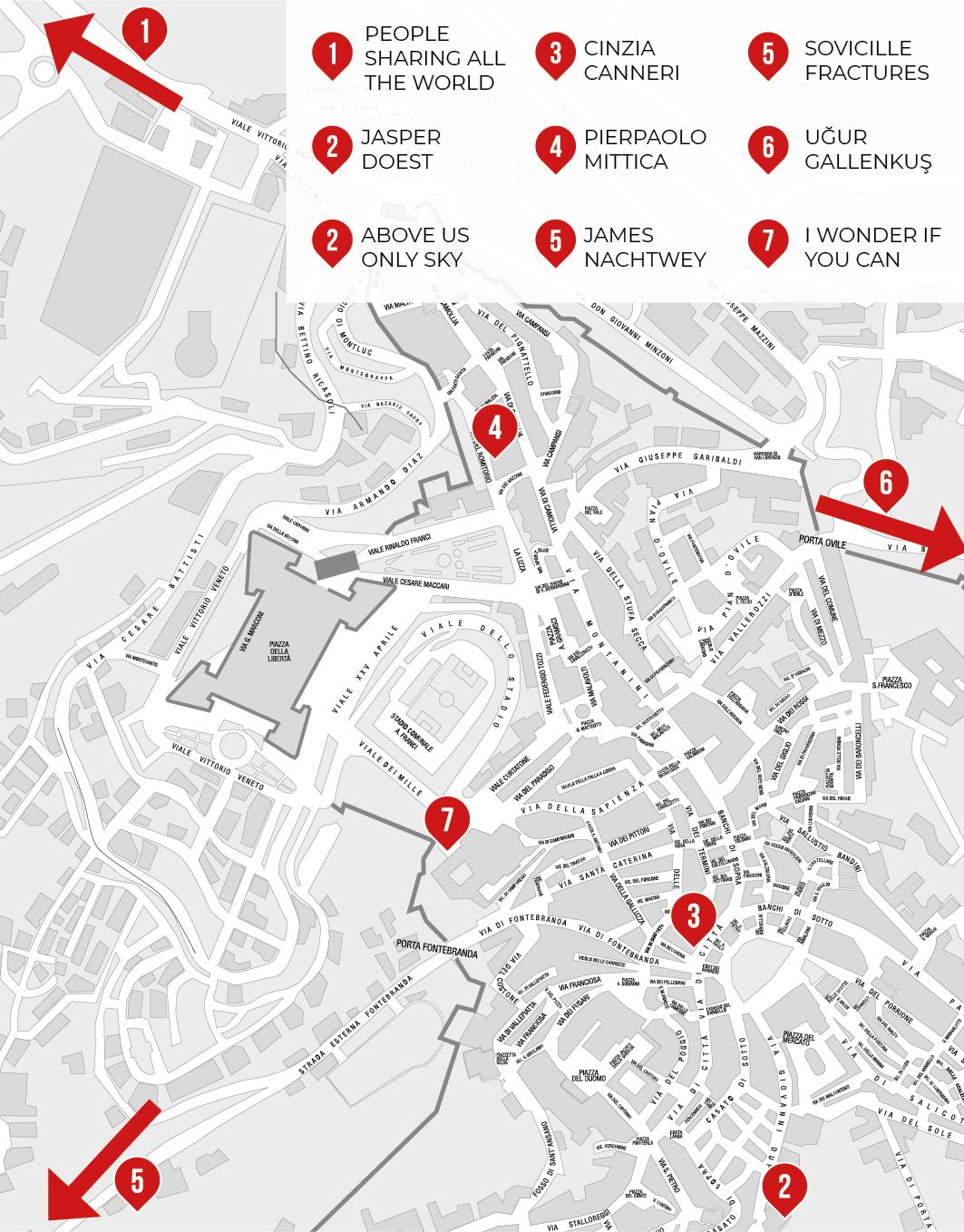 Mappa delle mostre del Siena Awards Photo Festival